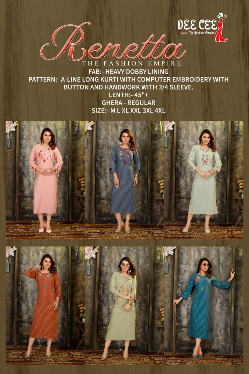 Renetta By Dee Cee A Line Long Kurtis Catalog